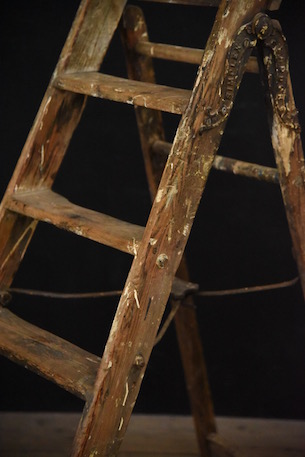 アンティーク　　ステップ　　木製　　ラダー　　フランス