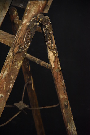 アンティーク　　ステップ　　木製　　ラダー　　フランス