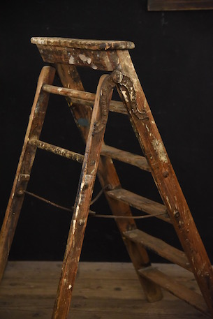 アンティーク　　ステップ　　木製　　ラダー　　フランス