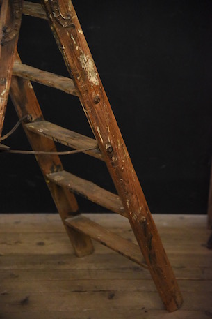 アンティーク　　ステップ　　木製　　ラダー　　フランス