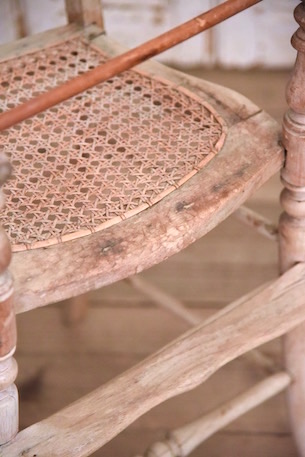 アンティーク　ベビーチェア　木製　座面竹