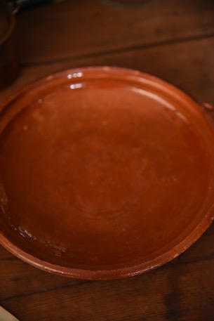 アンティーク　手持ち平鍋　陶器