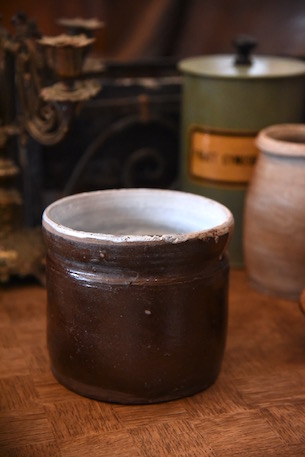 アンティーク　陶器　取手付き　茶色カップジャー