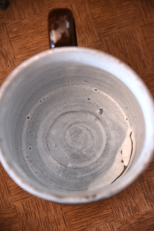 アンティーク　陶器　取手付き　茶色カップジャー