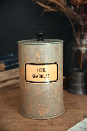 アンティーク　木製　薬品ボトル　HERB.GRATIOLAE