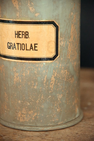 アンティーク　木製　薬品ボトル　HERB.GRATIOLAE