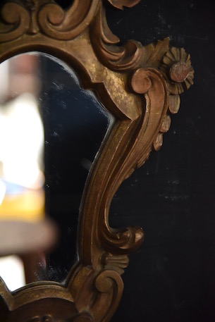 アンティーク　木製　ルイ15世　ウォールミラー