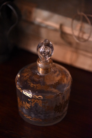 アンティーク　フレンチ　金彩　ガラスポット　保存瓶