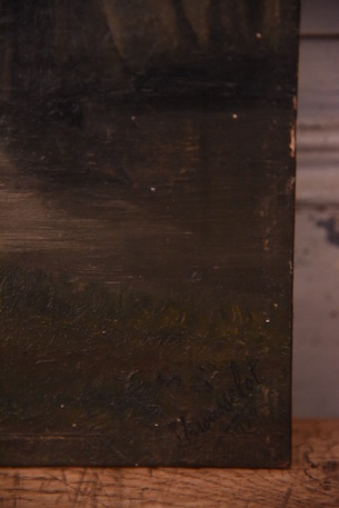 ⚫︎フランスアンティーク⚫︎穏やかな木々 水辺の風景画絵 paris