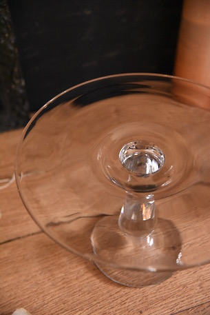 フランス蚤の市ガラスコンポート フランス製アンティーク、鹿の角装飾ガラス皿