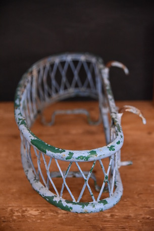 アンティーク　メタル　ペイント　ハンギング　プランターホルダー　フランス