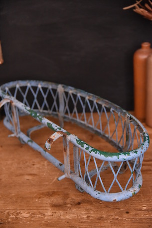 アンティーク　メタル　ペイント　ハンギング　プランターホルダー　フランス