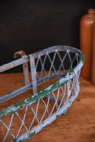 アンティーク　メタル　ペイント　ハンギング　プランターホルダー　フランス