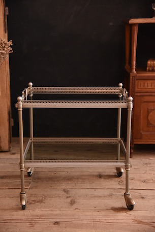 ティー トローリー キッチン ワゴン ガラストップ フランス製 ※i4※ ティー トローリー キッチン ワゴン ガラストップ フランス製 ※i4